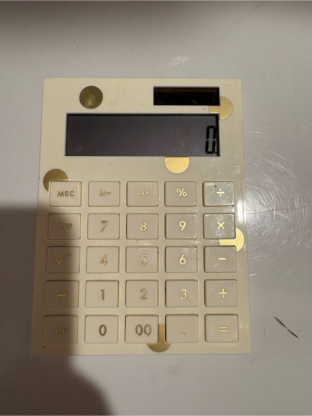 Slim White & Gold  Calculator - Compact Desktop Calculator Kate Spade